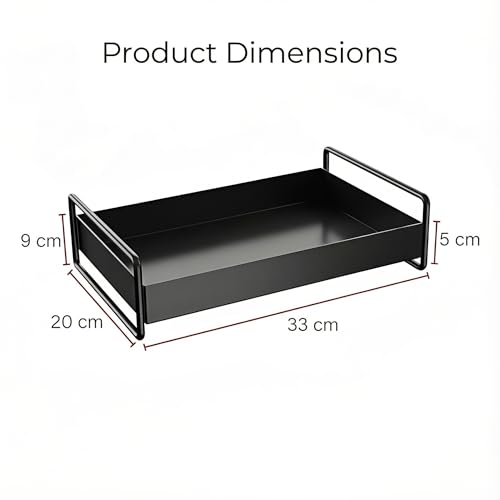 Image of Modern Black Metal Tray for Kitchen Organizer, Oil Stand for Kitchen Countertop and Corner Storage