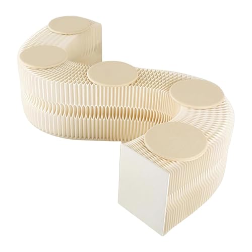 FLYXADQ 伸縮ベンチ 折りたたみ式 ペーパーベンチ 紙製 ペーパースツール 背もたれなし コンパクト収納 省スペース ペーパーソファ 長さ調節可能 クラフト紙スツール 耐荷重 持ち運び可能 アコーディオン 椅子 自由に調整でき 紙製 スツール(ホワイ