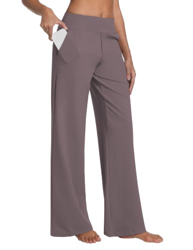 Image of BUBBLELIME Women High Waist Wide Legs Yoga Pants Loose Sweatpants Pockets | 29 inch /31 inch /33 inch /35 inch /37 inchInseam,2 Styles / Dress /Basic,Lounge,Comfy,Stretch Casual Work