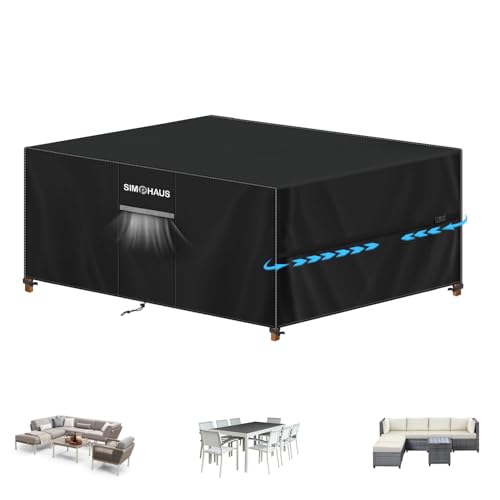 SIMPHAUS Copertura per Mobili da Giardino Panno Oxford,420D Telo Copri Tavolo Esterno Impermeabile,Anti-UV Copertura per Tavolo da Esterno,Telo Copridivano,Telo Tavolino Esterno 230x165x74cm