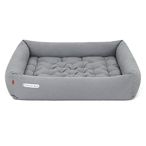 Doctor Bark Hundebett orthopädisch, waschbar bis 95°C, geruchsfrei & hygienisch, kuscheliger Hundekorb für große Hunde (XL - 100x90 cm, hellgrau) Cover