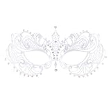 Thmyo Women's Laser Cut Metal Venetian Halloween Mardi Gras Party Mask (White 2)
