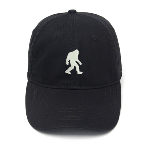L8502-LXYB Sasquatch Embroidered Mens Baseball Cap Cotton Washed Baseball Hat (Black)