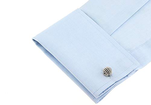 Mancuernillas clásicas de esfera de hilo plateadas para hombre miniatura 4
