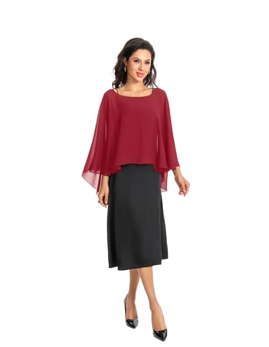 Image of Baoqiya Chiffon Capes Sheer Capelets Long Cape Poncho For Women Plus Size