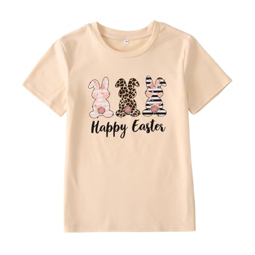 CM C&M WODRO Happy Easter Shirts for Kid Girls Leopard Floral Bunny Graphic T-Shirt Short Sleeve Funny Cute Rabbit Tees Tops