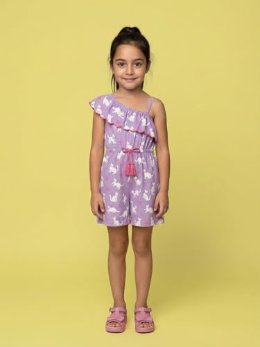 Image of Nautinati Girls Single-Strap Printed Jumpsuit with Assymetric Neckline | Age 2-10 Years