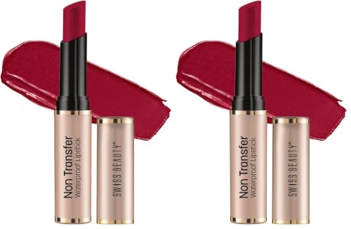 Image of Swiss Beauty Non Tranfer Lipstick Long Stay & Smooth, Magic-Maroon, 3g (Matte) (Pack of 2)