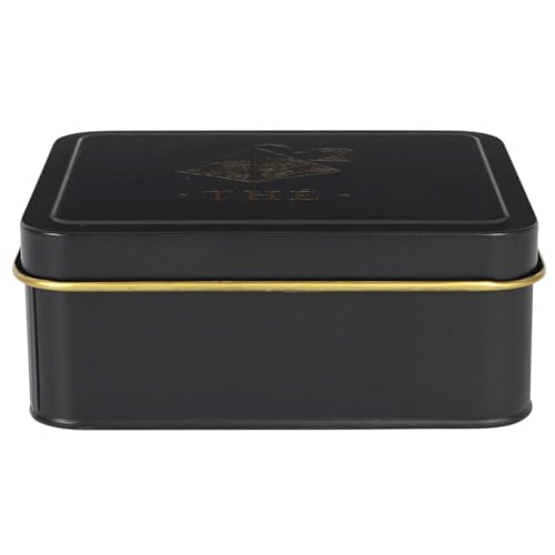 COOK CONCEPT - BT6820 Caja de Metal para Cápsulas de Té - Hermética para Conservación Óptima - Diseñada para Diversos Almacenamientos - 15 x 10 cm - Color Negro y Dorado