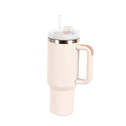 Image of 40 OZ Tumbler with Handle and Straw H2.0 FlowState Stainless Steel Vacuum Insulated Tumbler with Lid and Straw for Water, Iced Tea or Coffee, Smoothie and More?Rose Quartz?