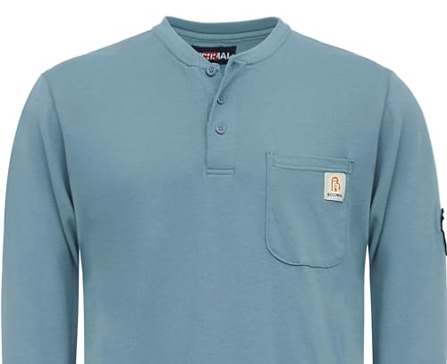 Image of BOCOMAL FR Shirts Flame Resistant Shirt 5.5oz 100% Cotton Light Weight CAT2 Fire Retardant Henley Shirts