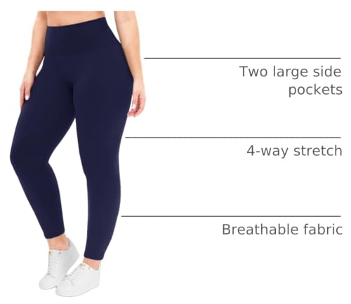 Image of Plus Size Leggings for Women - High Waisted Black Tummy Control Super Soft