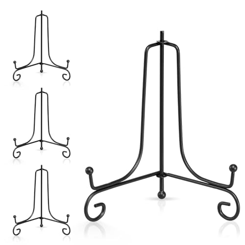 Artliving Plate Stands for Display, 6 Inch Black Iron Easel Plate Display Photo Holder Stand, Displays Picture Frames, Decorative Plates, Tablets and Art (4 pack)