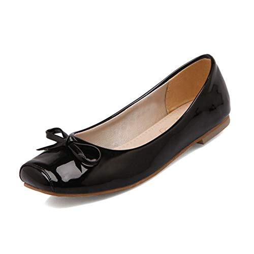 Onewus - Ballerines classiques à bout carré pour femme - Grandes tailles - Chaussures plates avec arc, Noir , 45 EU