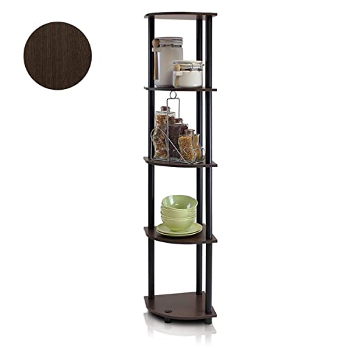Furinno Turn-N-Tube 5 Tier Corner Display Rack Multipurpose Shelving Unit, 1-Pack, Black/Grey #TOP7