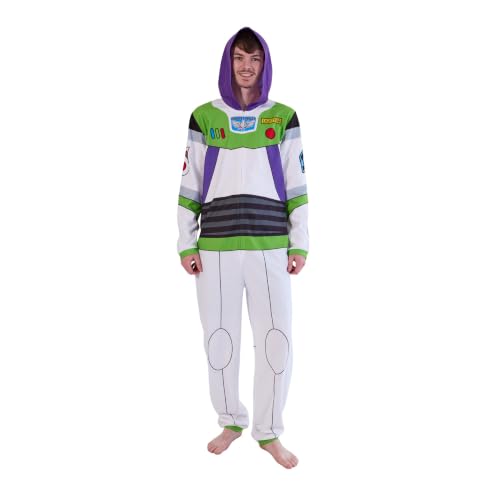 Bioworld Toy Story Buzz Lightyear Adult Long Sleeve Hooded Cosplay Onesie Costume Union Suit -Small