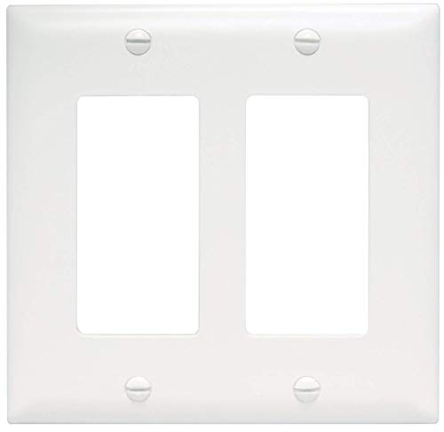 Legrand - Pass & Seymour TP262W Trade Master Wall Plate 2 Gang 2 Decorator, White, SMALL (10)