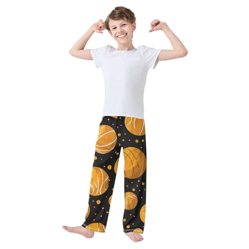 ZZXXB Basketball Polka Dot Boys Long Pants Soft Trousers Elastic Waist Kids Lounge Bottoms with Pockets S-XL3