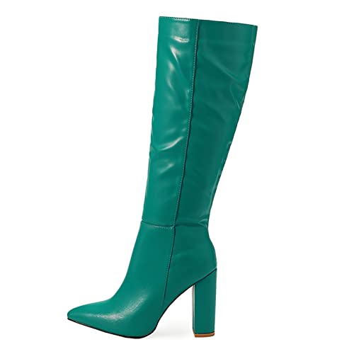 Bottes hautes pour femmes en cuir souple avec talon aiguille et bout pointu raffiné