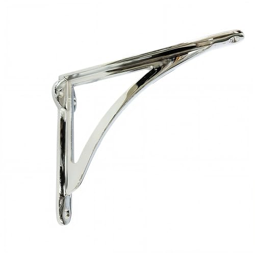 Khtumeware 100% Solid Brass Decorative Shelf Brackets, 8-inch Wall-Mounted Shelving Brackets, 2-Pack Polished Chrome Vintage Metal Shelf Bracket Victorian Wall Bracket.