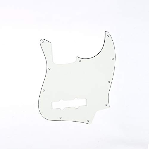 Musiclily 10 Hole J Bass Pickguard for Fender American/Mexican Made Standard Jazz Bass, 3Ply Parchment