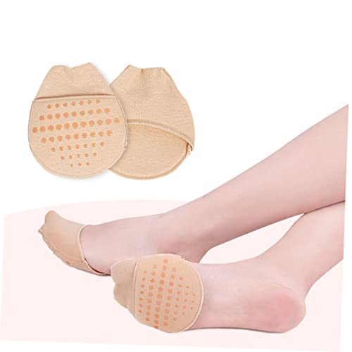 2pair Seamless Invisible Toe Topper Half Socks Non-Skid Silicone Bottom Breathable Forefoot Cushion Liner Socks for Women Black Skin3