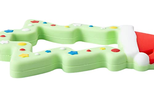 Image of Jimibaby Silicone Christmas Teether, The First Christmas Holiday Teething Toy for Baby Boys and Girls, Ideal Christmas Stocking Stuffer, Comes with Gift Package (Christmas Hat) (Matcha)
