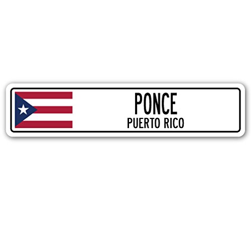 SignMissionPonce, Puerto RICO Street Sign Puerto Rican American Flag City Country Wall Gift