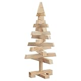 vidaXL Alberi di Natale Naturale 60 cm Legno di Pino massello, Salotto Moderno, Albero di Natale Artificiale, Decorazioni Festive, Rami Regolabili, Minimalista in Legno di Pino