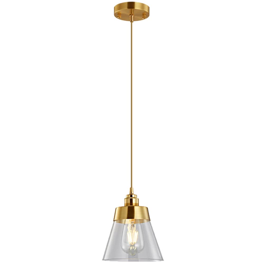 E27 Tout en cuivre Nordic Kitchen Island Lampe à suspension en verre à tête unique Simple Moderne Chambre Chevet Lampe suspendue Restaurant Bar Café Plafond Lustre Ligne de suspension réglable It's so
