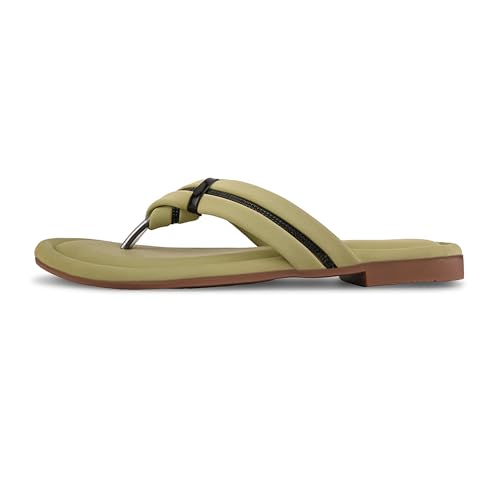 Image of Centrino Women's Flat Thong Sandals | Stylish Embellished Strappy Flip-Flops | Open-Toe Slip-On with Metallic Studs| Soft Cushioned Footbed for Comfort | Elegant & Durable Fashion Footwear (9313)