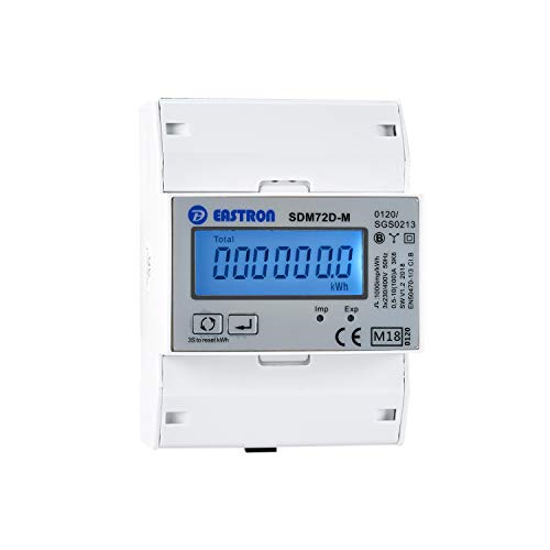 SDM72D-M-2 Modbus Drei-Phasen-Elektro-Energiezähler, 100 Ampere kWh DIN-Schienen-Leistungsmesser, Pulsmesser, Modbus RS485 RTU mit Hintergrundbeleuchtung, MID-zertifiziert Cover