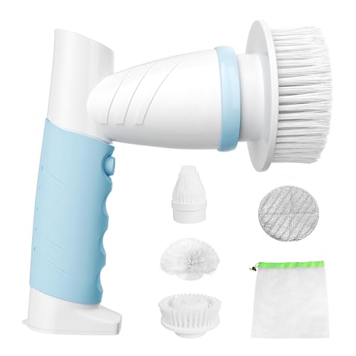 Image of Electric Spin Scrubber, Electric Cleaning Brush Scrubber for Bathroom Electric Spin Cleaner with 4 Replaceable Shower Cleaning Brush Heads for Wall, Tile Floor, Bathtub, Toilet, Window