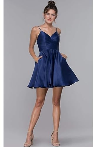 Short Homecoming Dresses Spaghetti Strap Satin Dresses for Women 2024 Party4