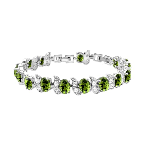 Image of LMXXVJ Fashion Tennis Bracelet Created Emerald White Gold Plated Charm Bracelet Gifts Jewelry for Women