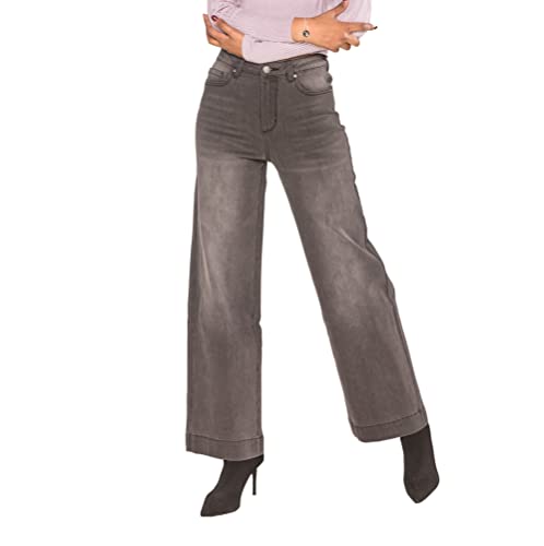 Nina Carter Q1878 Pantalones vaqueros para mujer Flared Bootcut de cintura alta, Gris Q1878-1, XS Cover