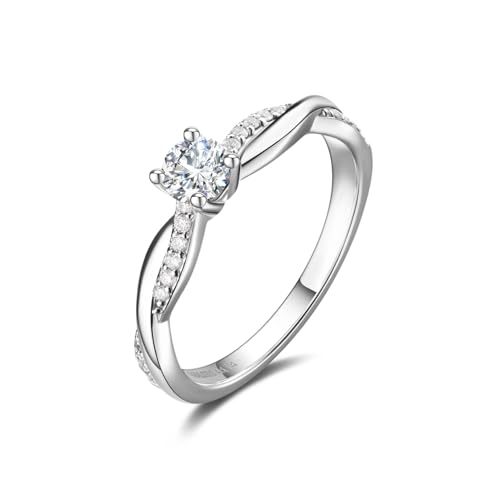 AGVANA Symphony of Vows 0.4-1.14 Ct. Tw. Lab Grown Diamond Petite Twisted Vine Ring in Sterling Silver (0.3-1 Carat Main Stone) Engagement Promise Anniversary Wedding Ring for Women (D-E, VS Clarity)3