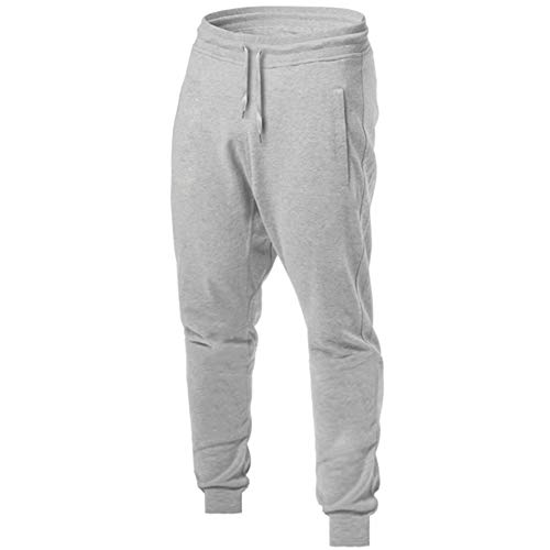 LeerKing Herren Hosen mit Fleece Lange Beine Trainingshose Lange Beine Tapered Jogginghosen Polyesterhose Freizeithose für Jungen und Herren Grau L Cover