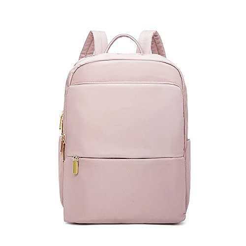 Mochila Feminina de Nylon Impermeável, Compartimento para Notebook de 14 polegadas, Ideal para Comutar, ir à Escola e Uso Casual (rosa)