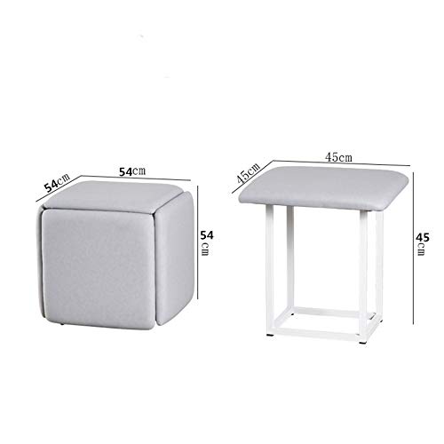 Tabouret de canapé empilable 5 en 1 à roulettes et repose-pieds cube