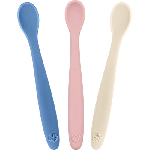 Image of WeeSprout Silicone Baby Spoons - First Stage Infant Feeding Utensils With Soft-Tip, Bendable Kitchenware for Parent & Self-Feeding, Ultra-Durable, Dishwasher Safe, Travel Case, Set of 3