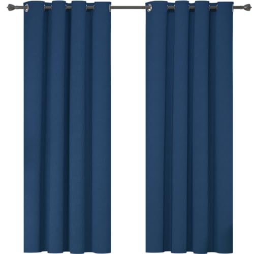 Ystyle Cortinas 100% Opacas 2 Piezas, 140×225cm, Cortinas Efecto Lino Salon, Cortinas Termicas Aislantes Frio Y Calor, Blackout Cortinas Dormitorio, Cortina Acustica con Trabillas, Azul