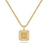 PURSEILVER Cadena de cuerda de oro con inicial para hombre, chapado en oro de 18 quilates, collar con dije de letra artística para hombres y mujeres, cadenas para hombres, joyas de oro, regalos de