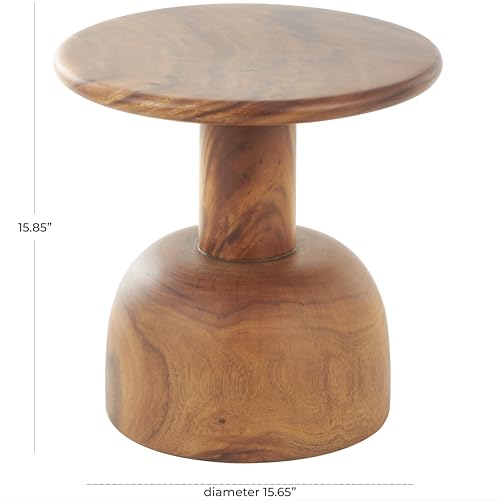 Deco 79 Wood Handmade Side End Accent Table End Table with Rounded Block Base, Side Table 16" x 16" x 16", Brown by Deco 79 - Image 5