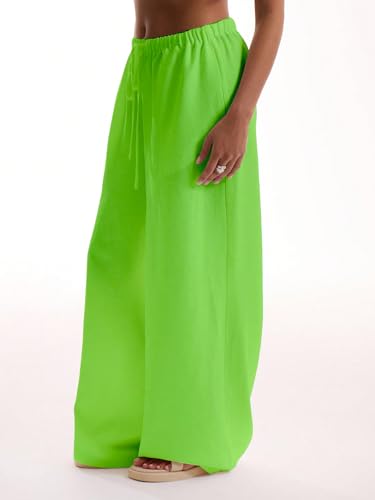 Image of RoseSeek Women's Beach Cover Ups Wide Leg Loose Linen Pants Swimsuit Coverup Summer Vacation Outfits 2026