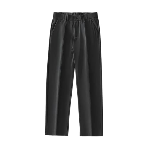 Men Casual Pants Korean Elastic Waist Straight Loose Suit Trousers