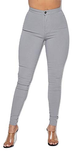 SOHO GLAM Super High Waisted Stretchy Skinny Jeans for Women (S-3XL) Gray