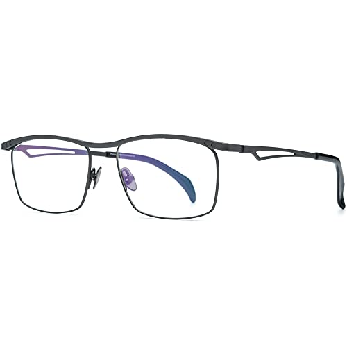 Image of FONEX Pure Titanium Glasses Frame Men Square Magnet Clip On Eyeglasses with Polarized Lens