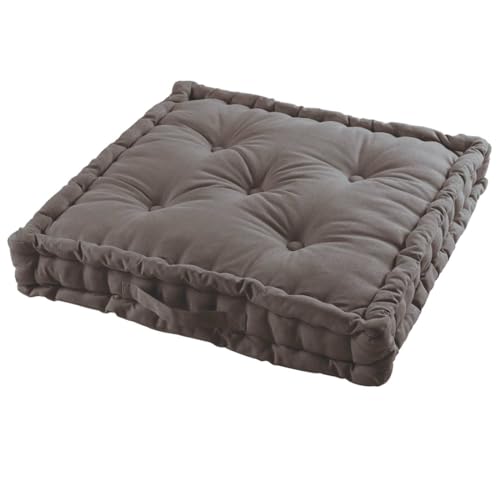 Acomoda Textil – Cojín de Suelo Acolchado con Asa de Transporte. Cojines para Palets, Banco, Silla y Suelo, Asiento Cómodo Decorativo para Interior y Exterior. (Gris Oscuro, 60x60cm, 2 Unidades)