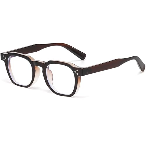 Image of AIEYEZO Retro Blue Light Glasses for Men Women Square Thick Framed Eyeglasses Trendy Vintage Computer Glasses